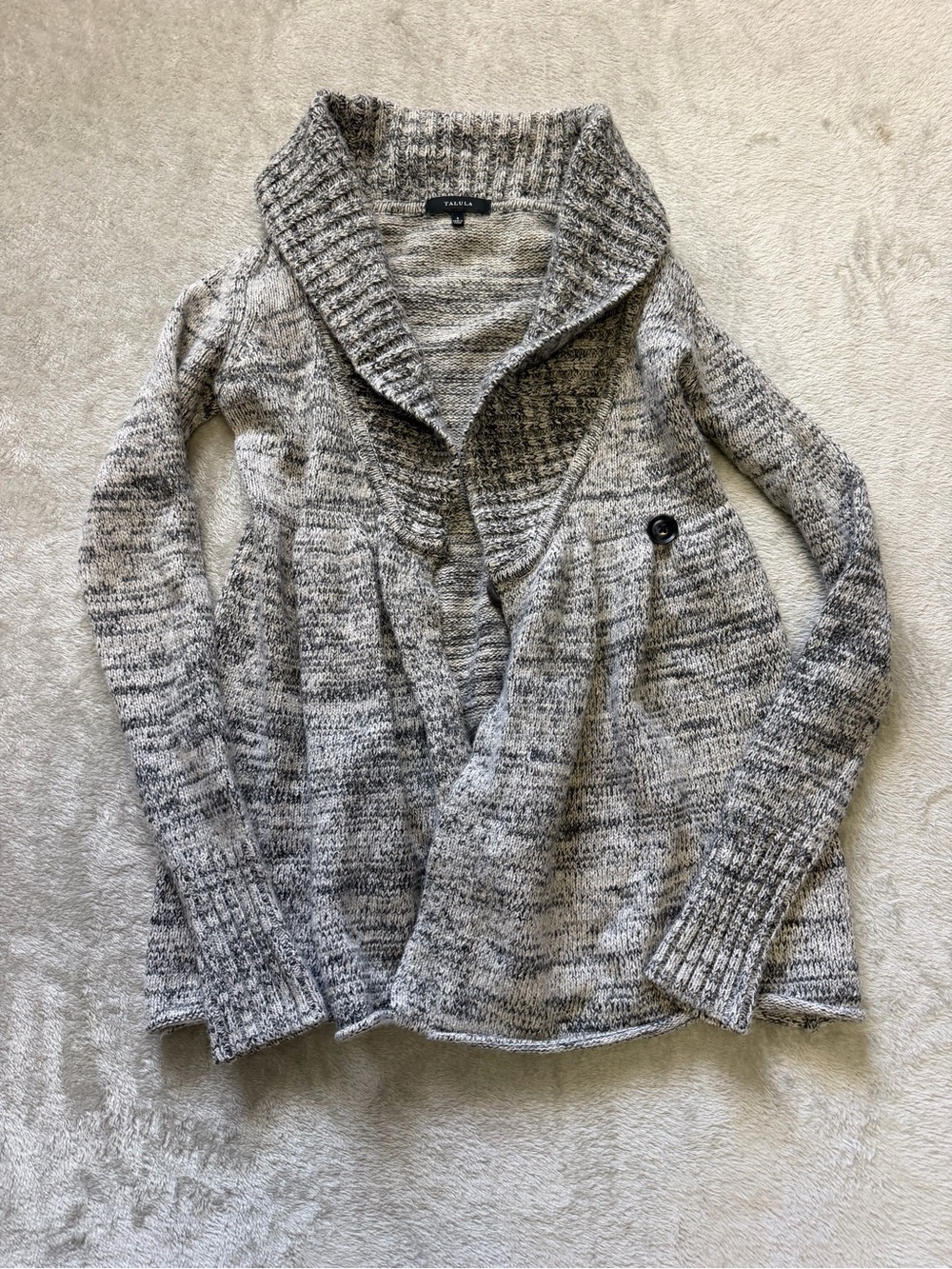 Talula Gray Marled Shawl-Collar Cardigan